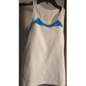 Nike Dri-Fit Razor Back Tank Top White/Blue Women's Size Small